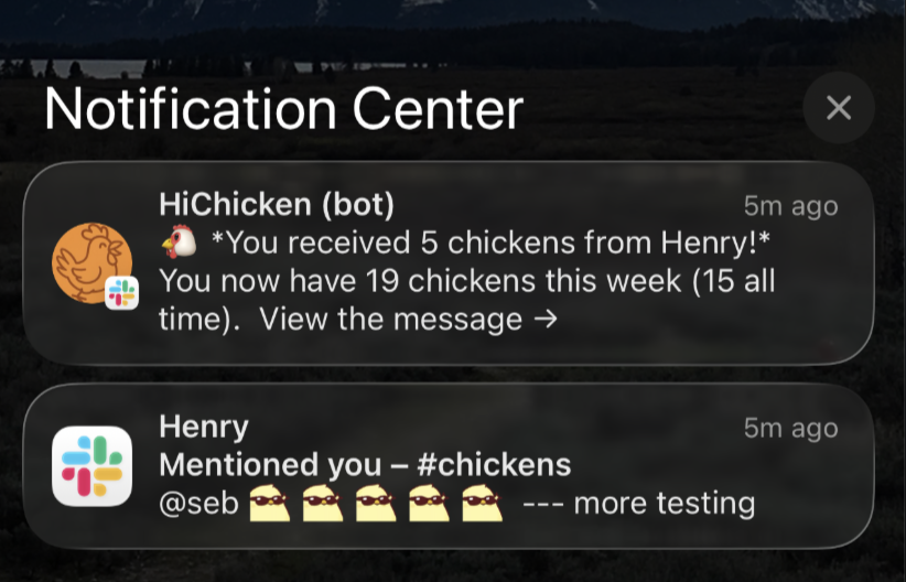 HiChicken notification